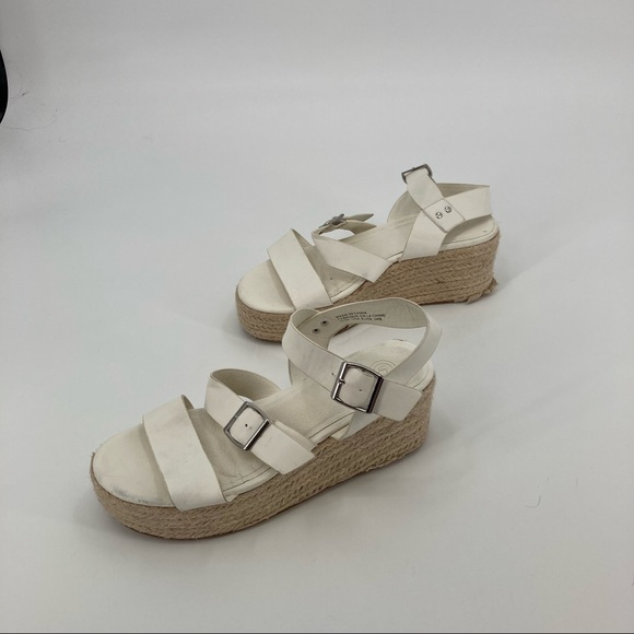 Urban Outfitters White Platform Espadrille Sandals - Size 8 - Picture 1 of 10